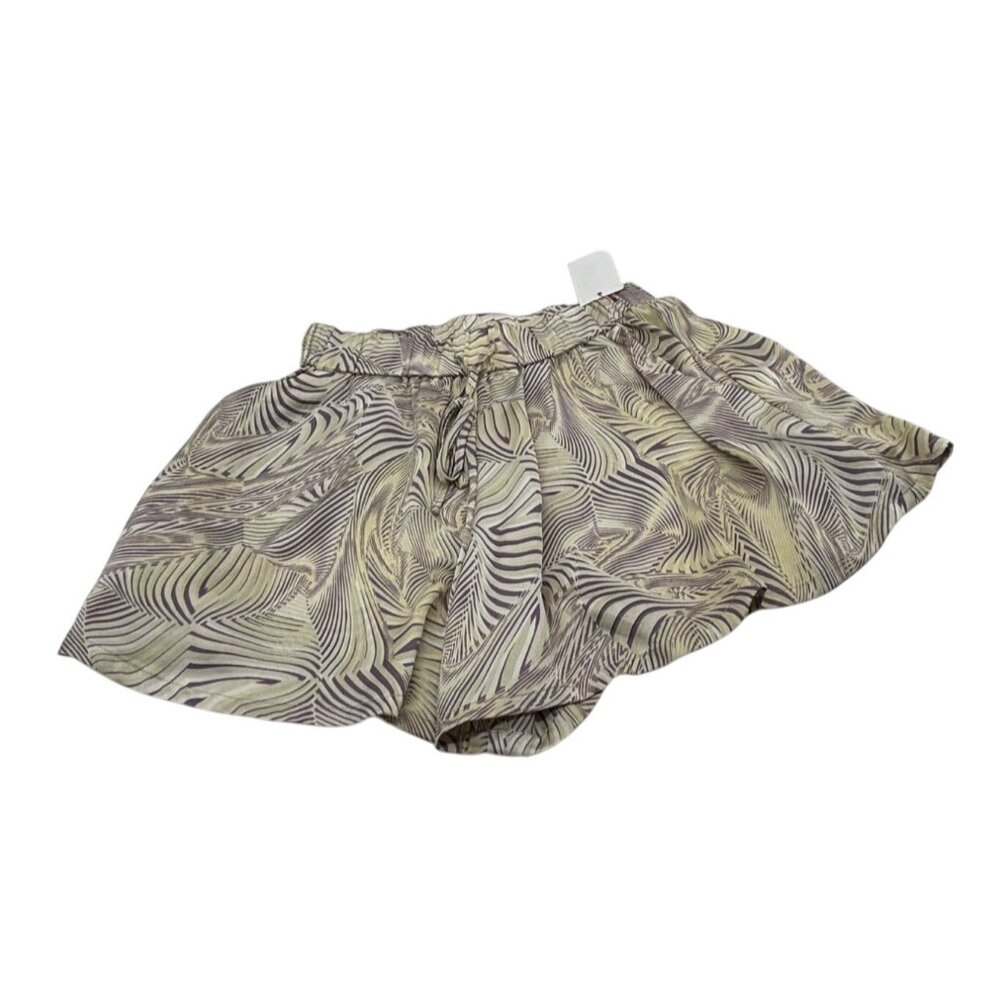 Open Edit Women’s Printed Drawstring Waist Flowy Shorts, Cream/Beige/Purple